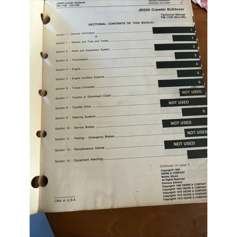 John Deere JD 550 TECHNICAL SERVICE SHOP REPAIR MANUAL CRAWLER BULLDOZER TM-1108